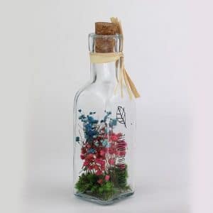 Bouteille en verre fleurs séchées Ø5 H 18,5 cm