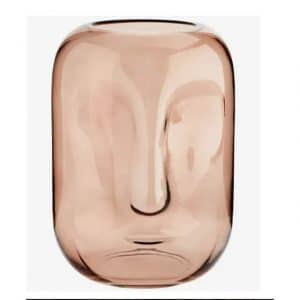Grand vase visage en verre rose